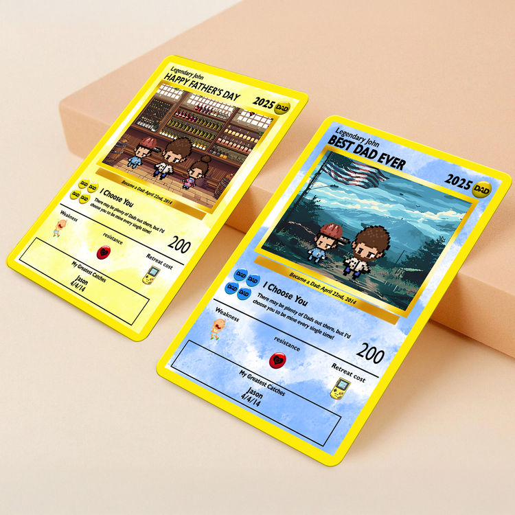 Personalized Pixel PoMo Metal Card Gift for Dad - Best Dad Ever