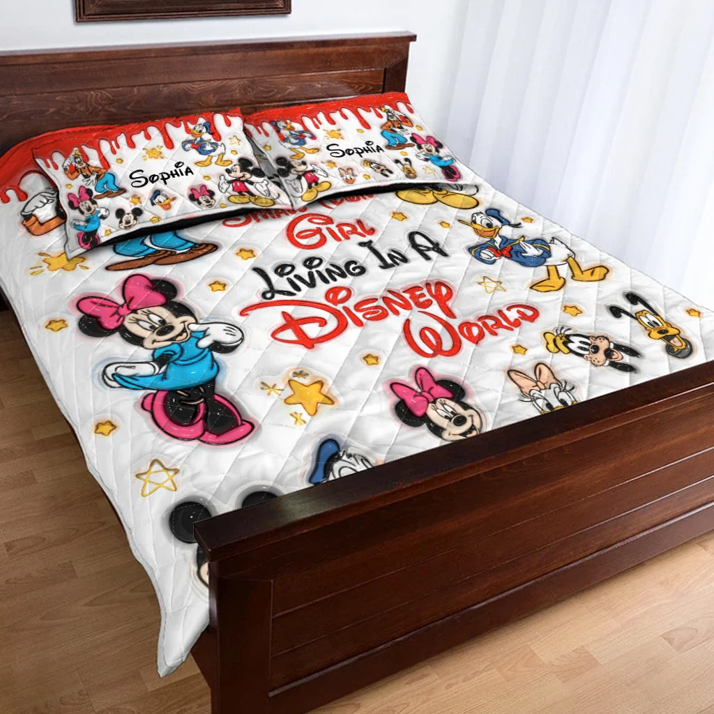 Personalized Disney Quilt Bedding Set for Girls with Custom Name Quilted Bedding Set GradoCreations