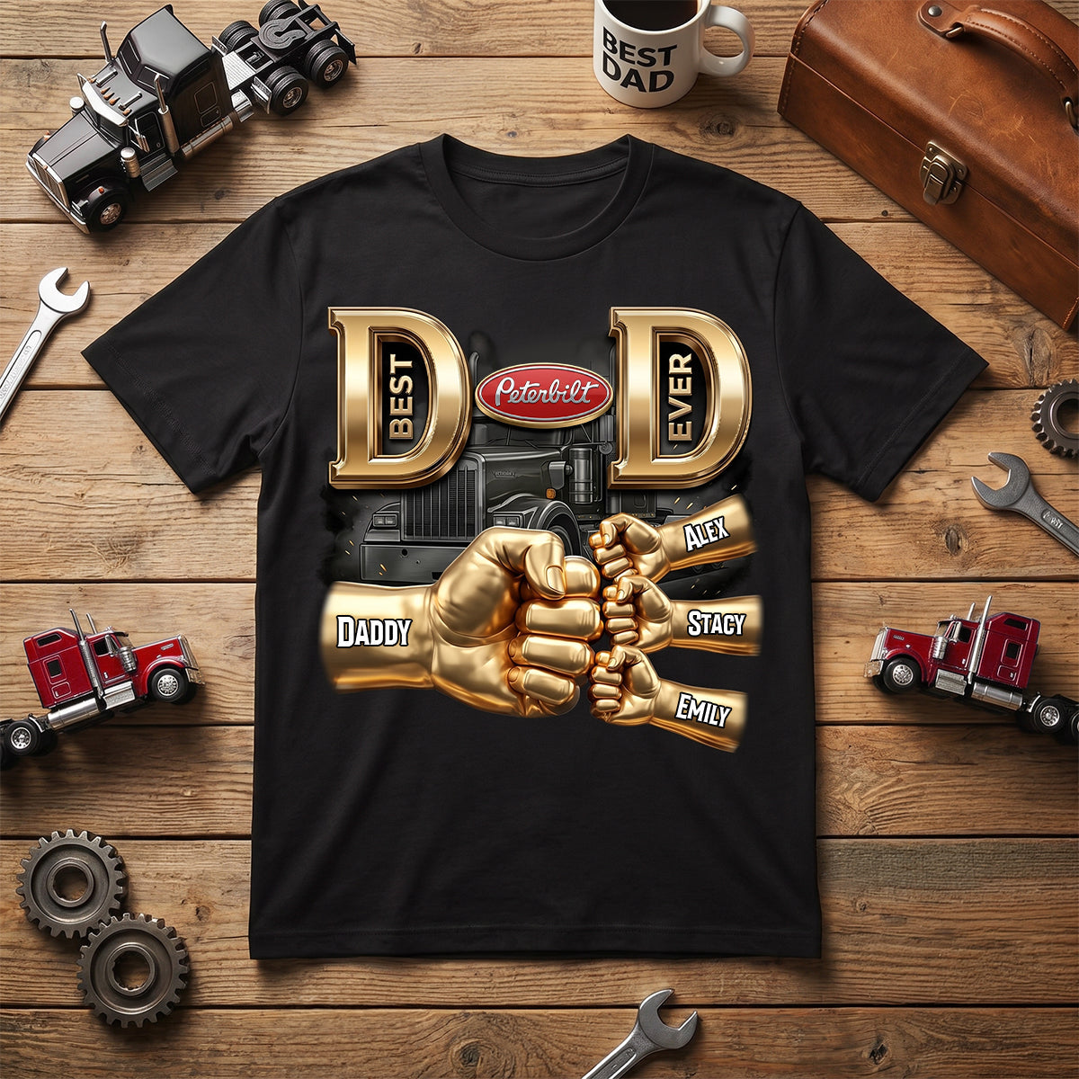 Personalized Best Dad Ever Trucker Shirt Custom Name Gift
