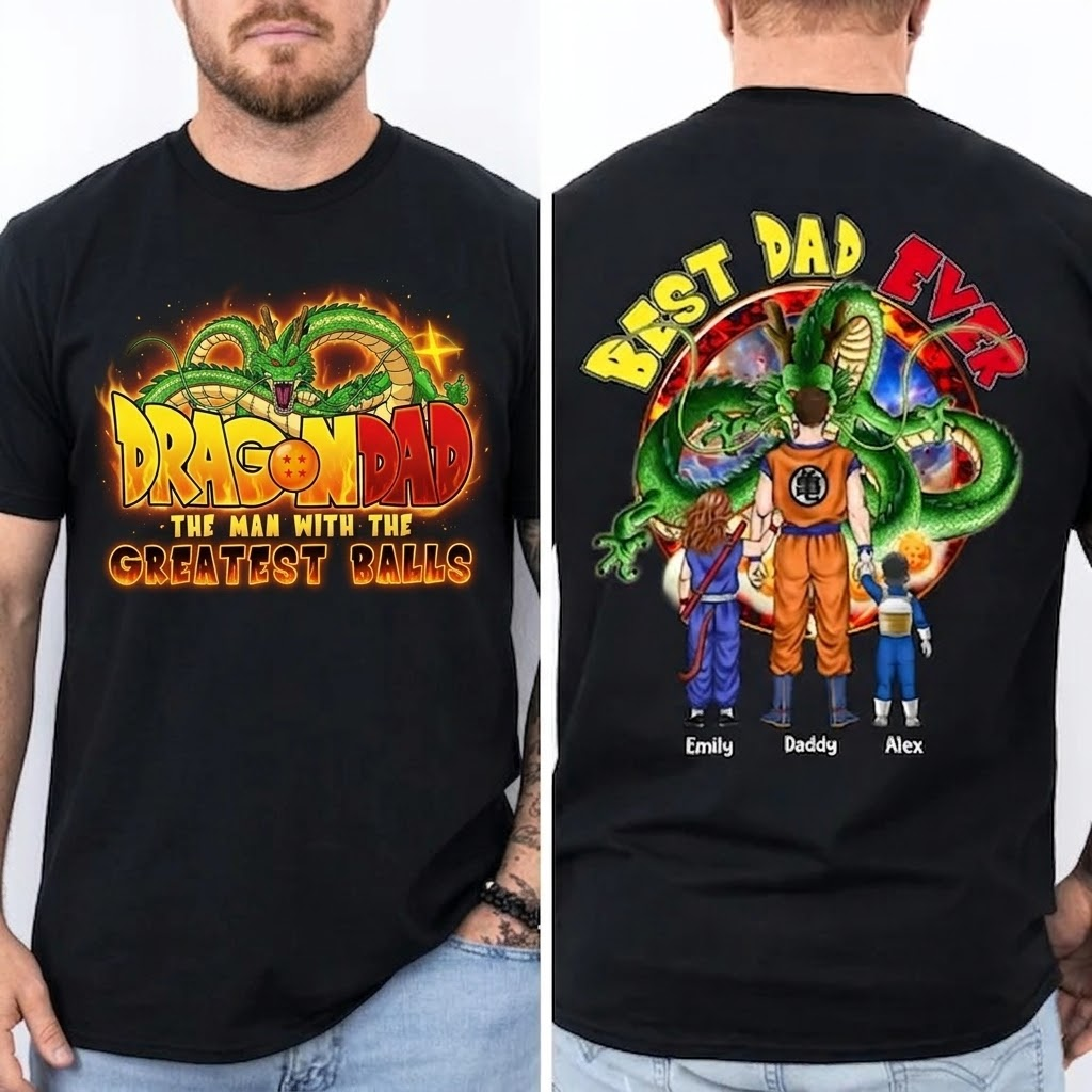 Personalized Dragon Dad T-Shirt Gift for Anime Fans