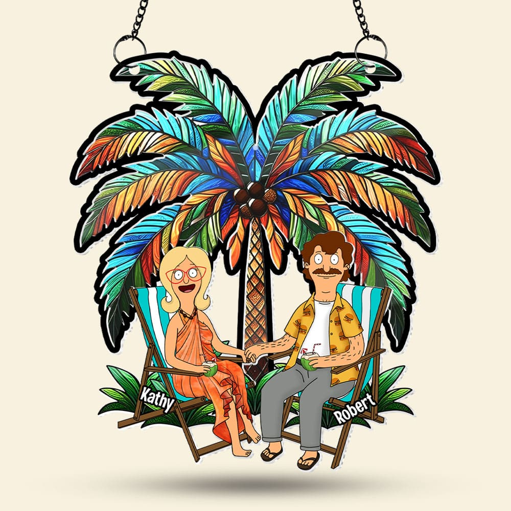 Personalized Burger Couple Suncatcher Ornament Gift for Him & Her