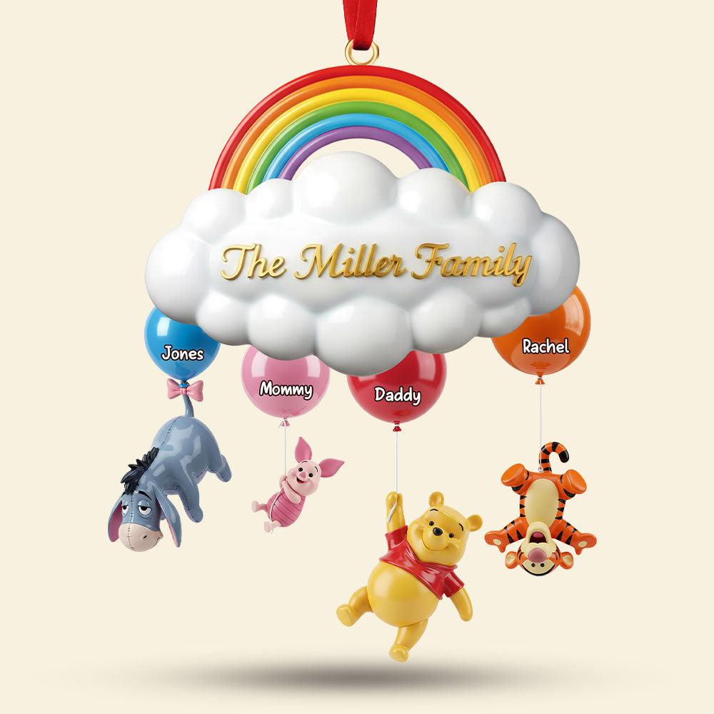 Personalized Family Acrylic Ornament with Rainbow Design for Christmas Ornament GradoCreations