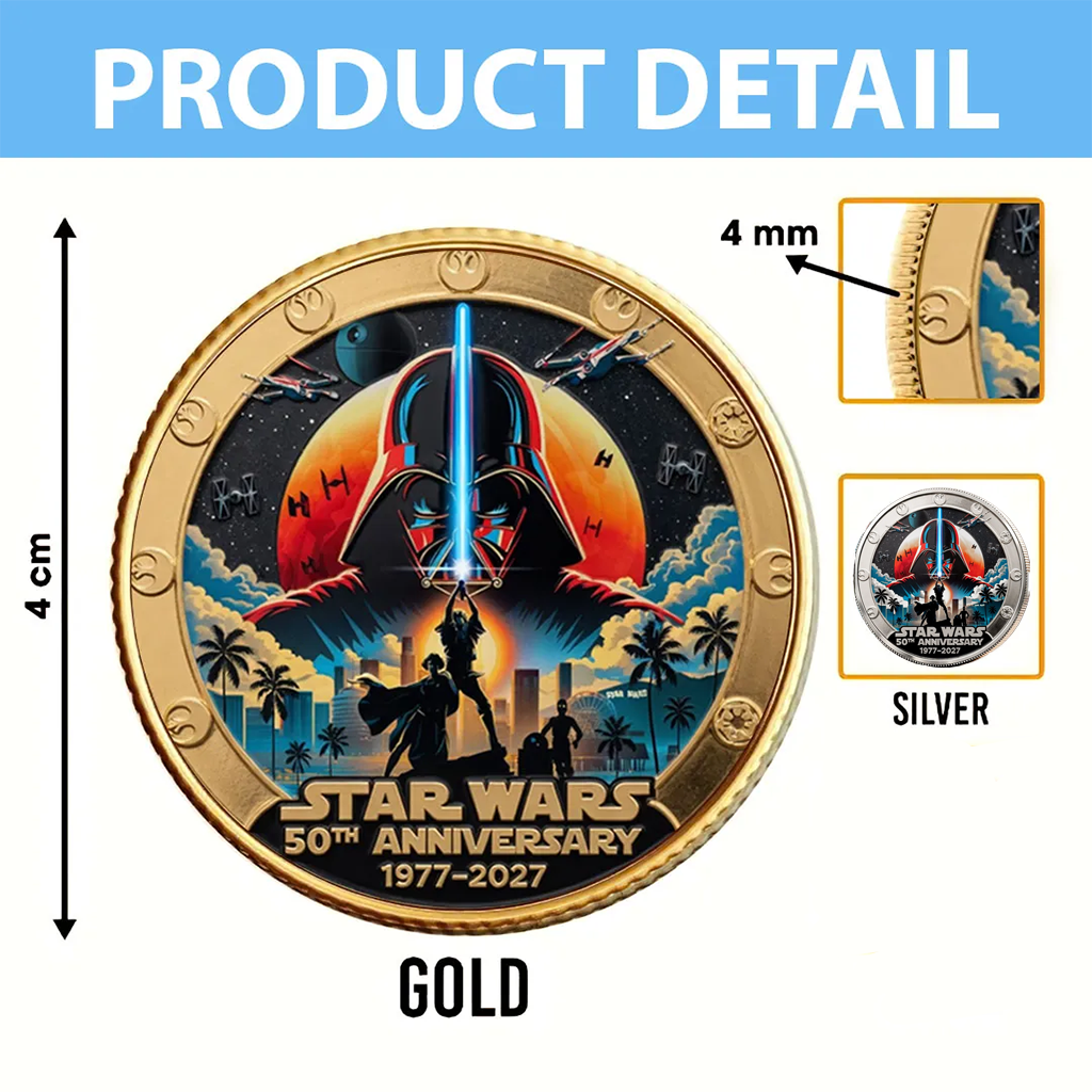 Personalized Star Wars 50th Anniversary Commemorative Coin Gift for Movie Fans