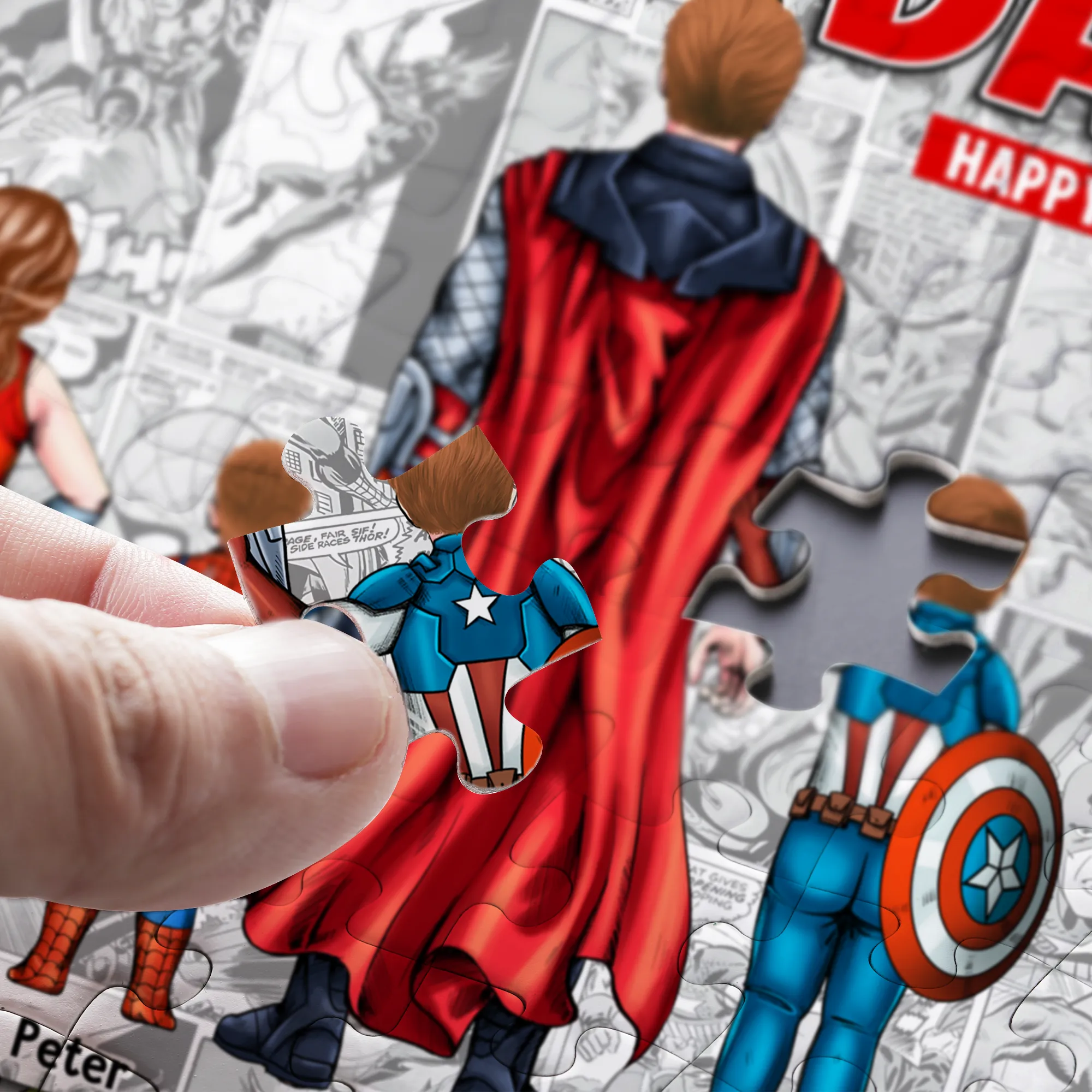 Personalized Super Dad Puzzle Custom Name Gift for Dad