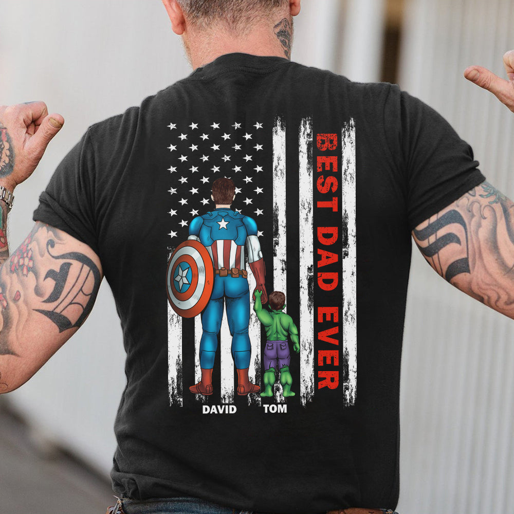 Personalized Superhero T-Shirt Best Dad Ever Gift for Father's Day