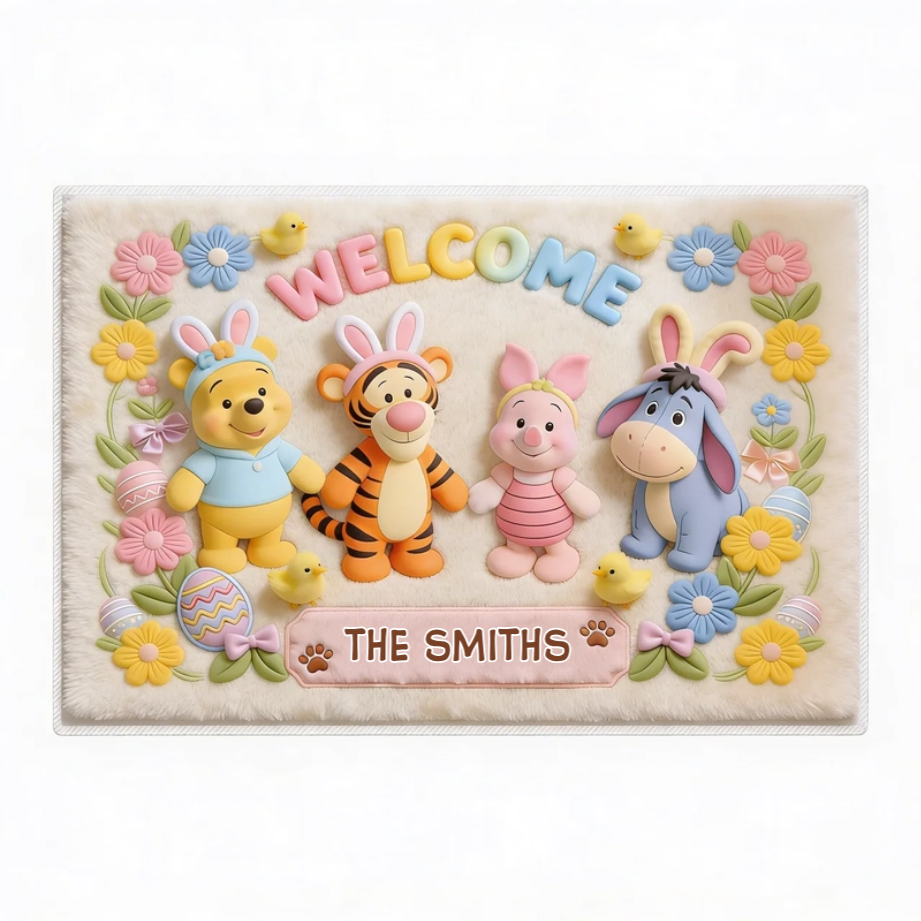 Personalized Easter Door Mat Family Welcome Gift for Home Decor