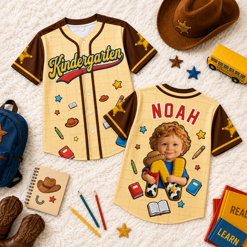 Personalized Cowboy Photo Baseball Jersey Kids Custom Gift Kid Baseball Jersey GradoCreations