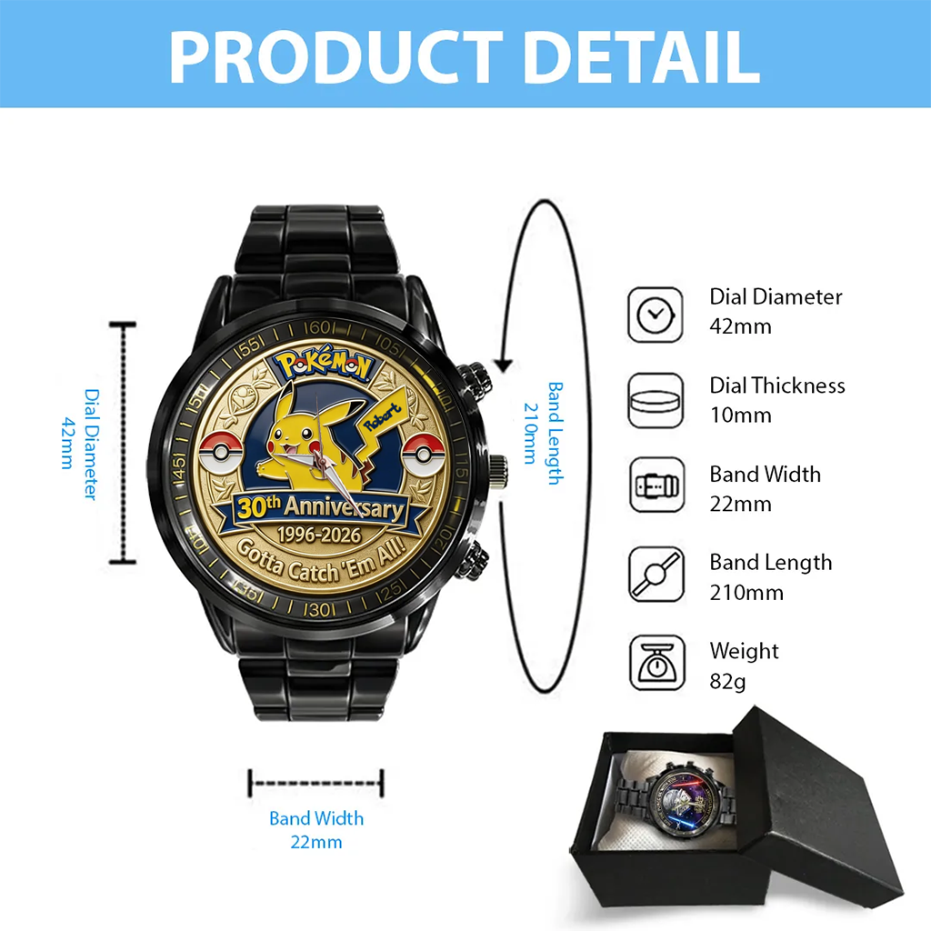 Personalized 30th Anniversary Watch Gotta Catch 'Em All Gift for Movie Fans