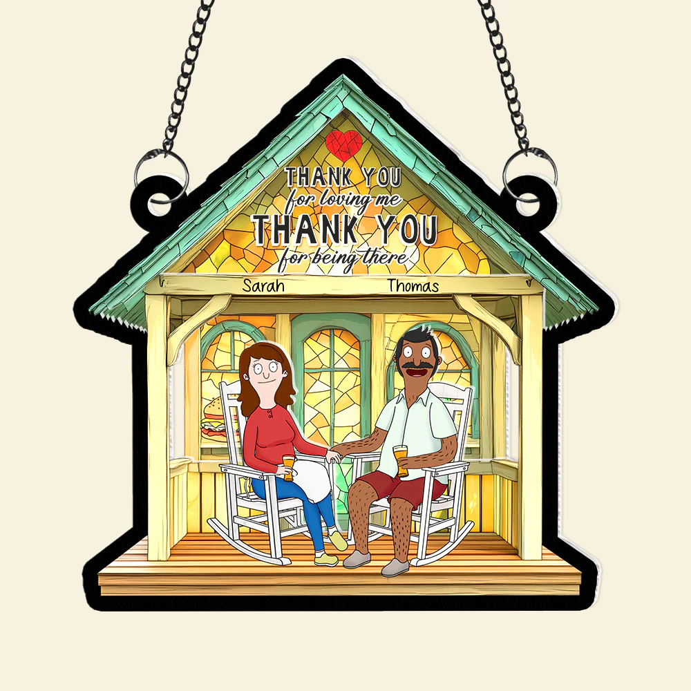 Personalized Burger Couple Suncatcher Home Decor Gift for Anniversary