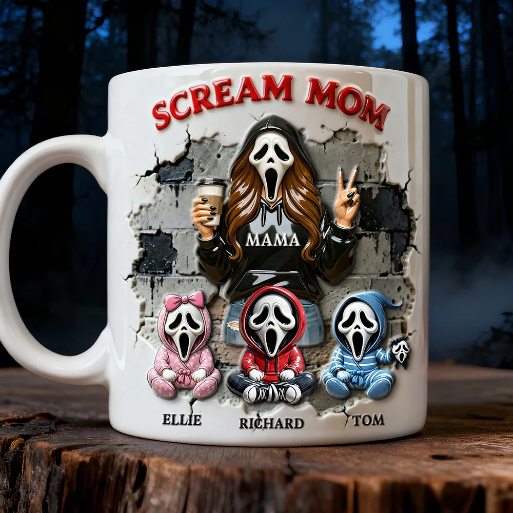 Personalized Scream Mom Coffee Mug Halloween Gift for Mom Mug GradoCreations