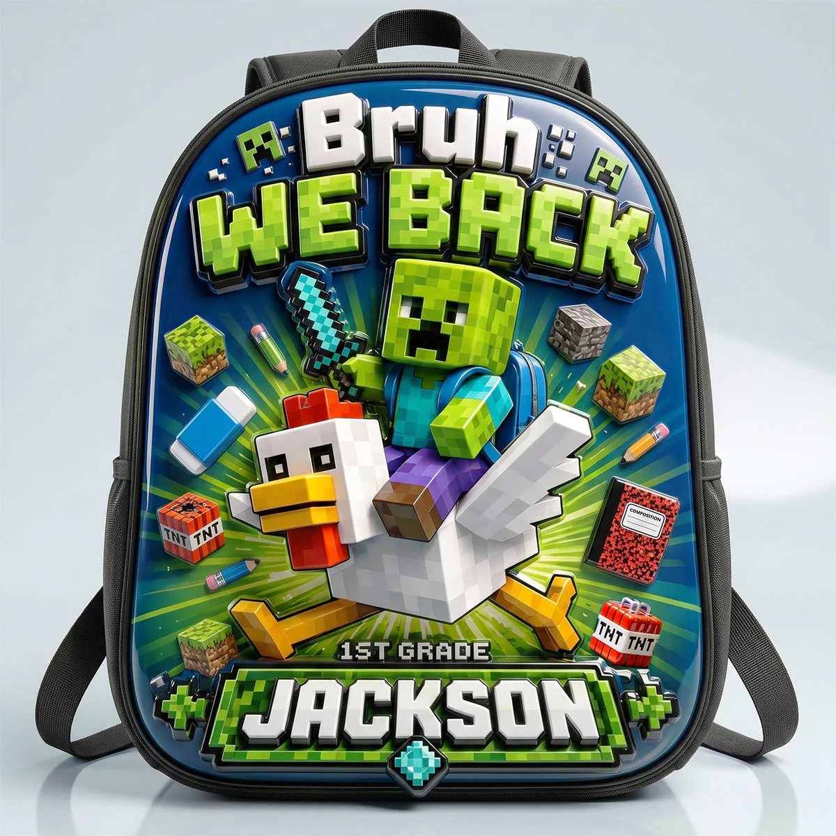 Personalized Minecraft Backpack & Lunch Bag Set for Kids