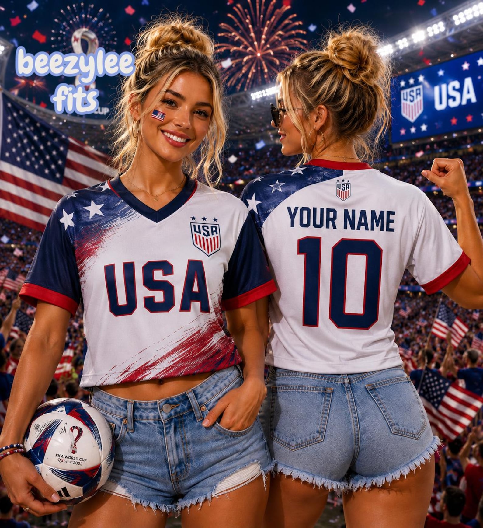 Personalized USA Soccer Crop Top Jersey Custom Name Gift for Fans