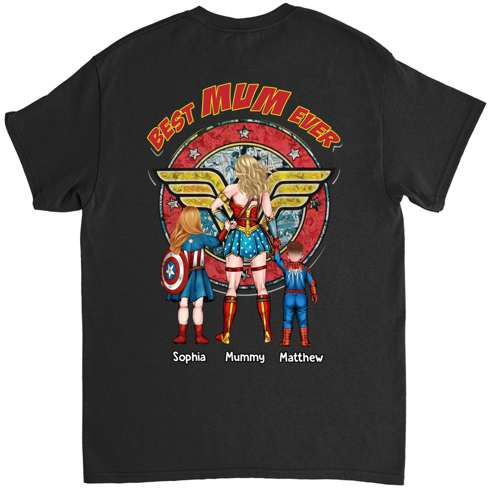 Personalized Superhero Shirt for Mom with Kids Gift Idea
