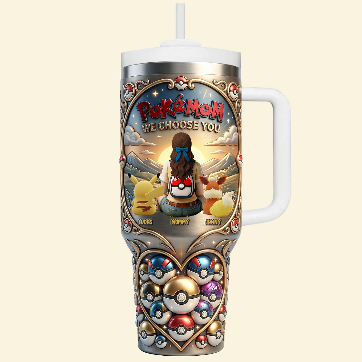Personalized Movie Themed Tumbler with Handle for Mom Tumbler GradoCreations