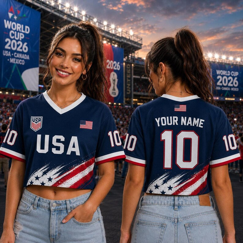 Personalized USA Soccer Jersey Crop Top Custom Name Gift for Fans