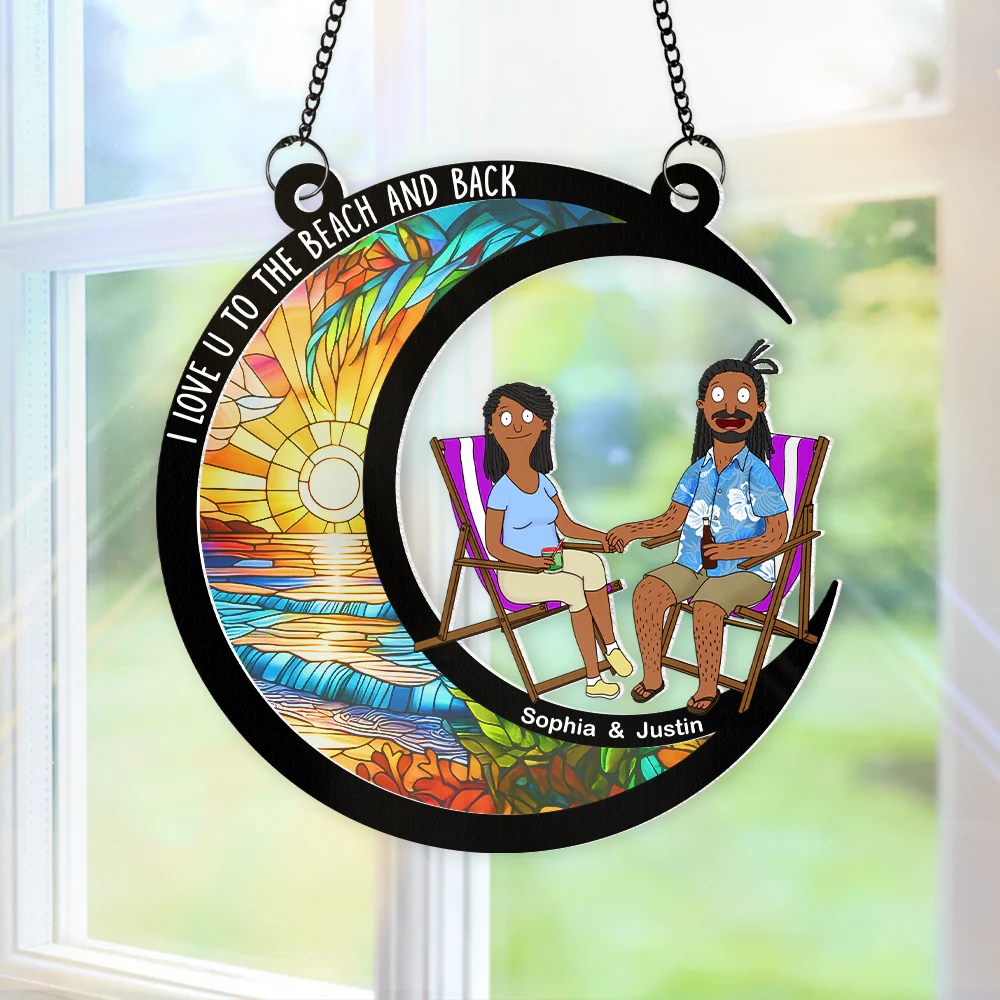 Personalized Burger Couple Suncatcher Ornament Gift for Couple, Anniversary