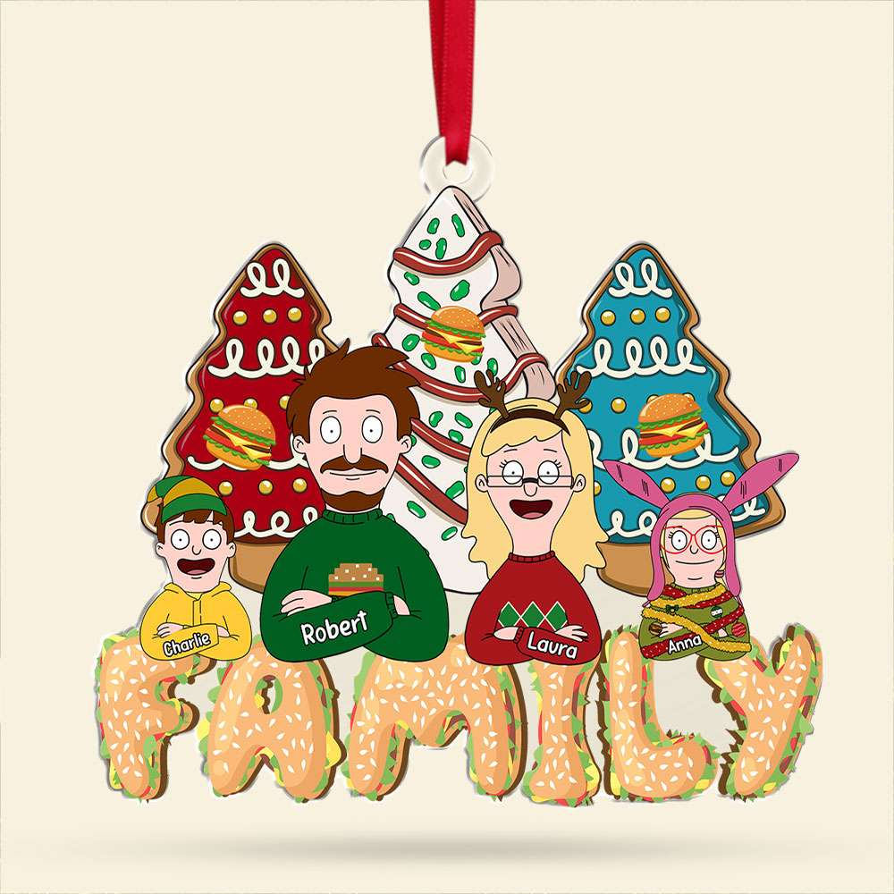Personalized Burger Family Acrylic Christmas Ornament Gift