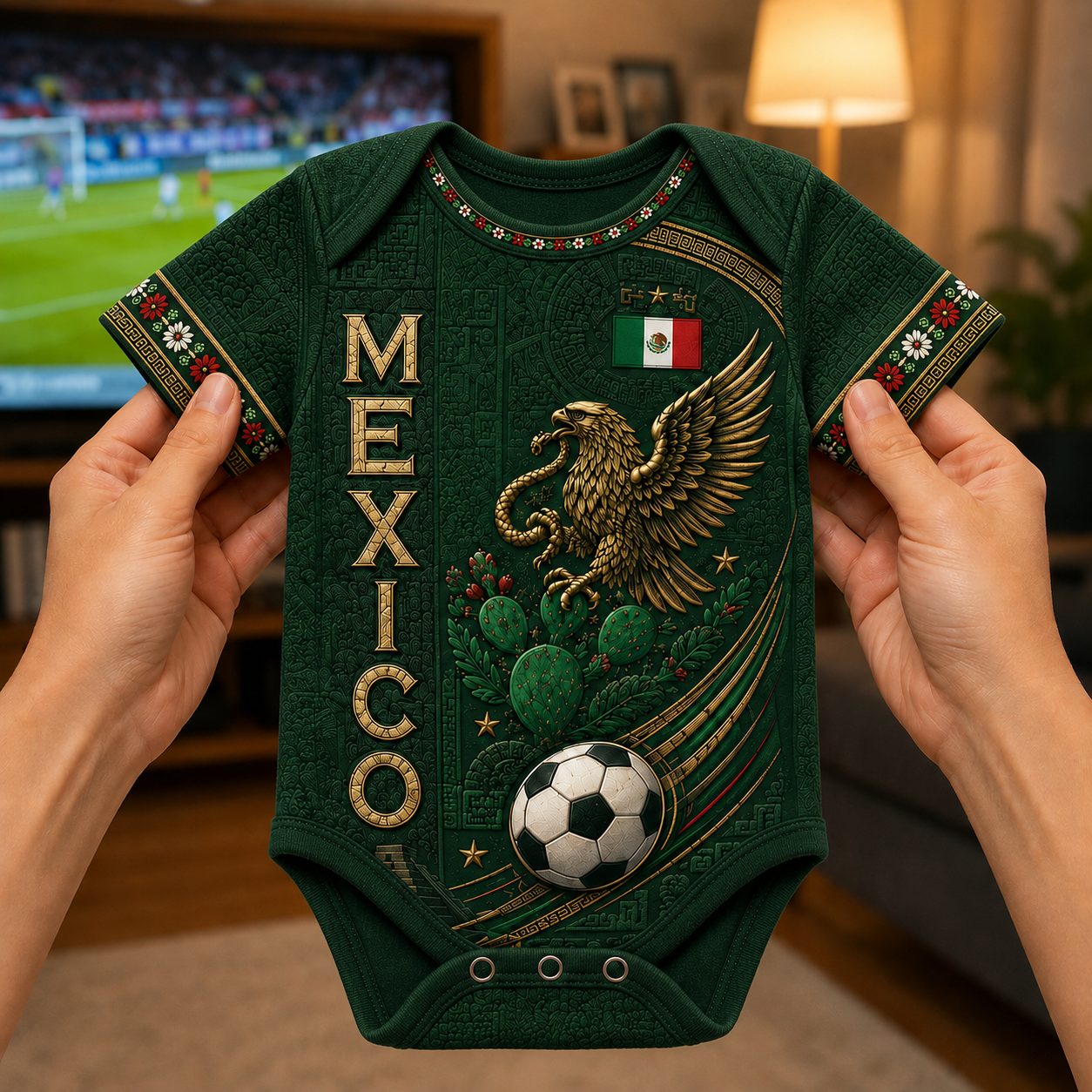 Personalized Mexico Aztec Football Baby Jersey Bodysuit Gift for New Moms