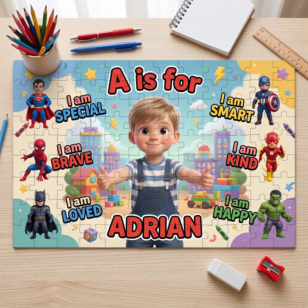 Personalized Kids Puzzle with Custom Photo and Name - Gift for Son