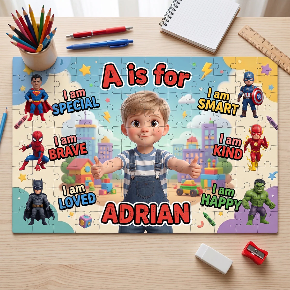 Personalized Kids Puzzle with Custom Photo and Name - Gift for Son