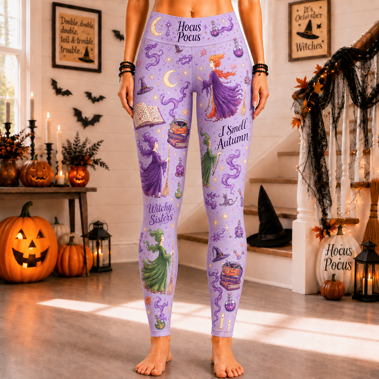 Personalized Halloween Witch Leggings for Women, Customizable Costume Gift Legging GradoCreations