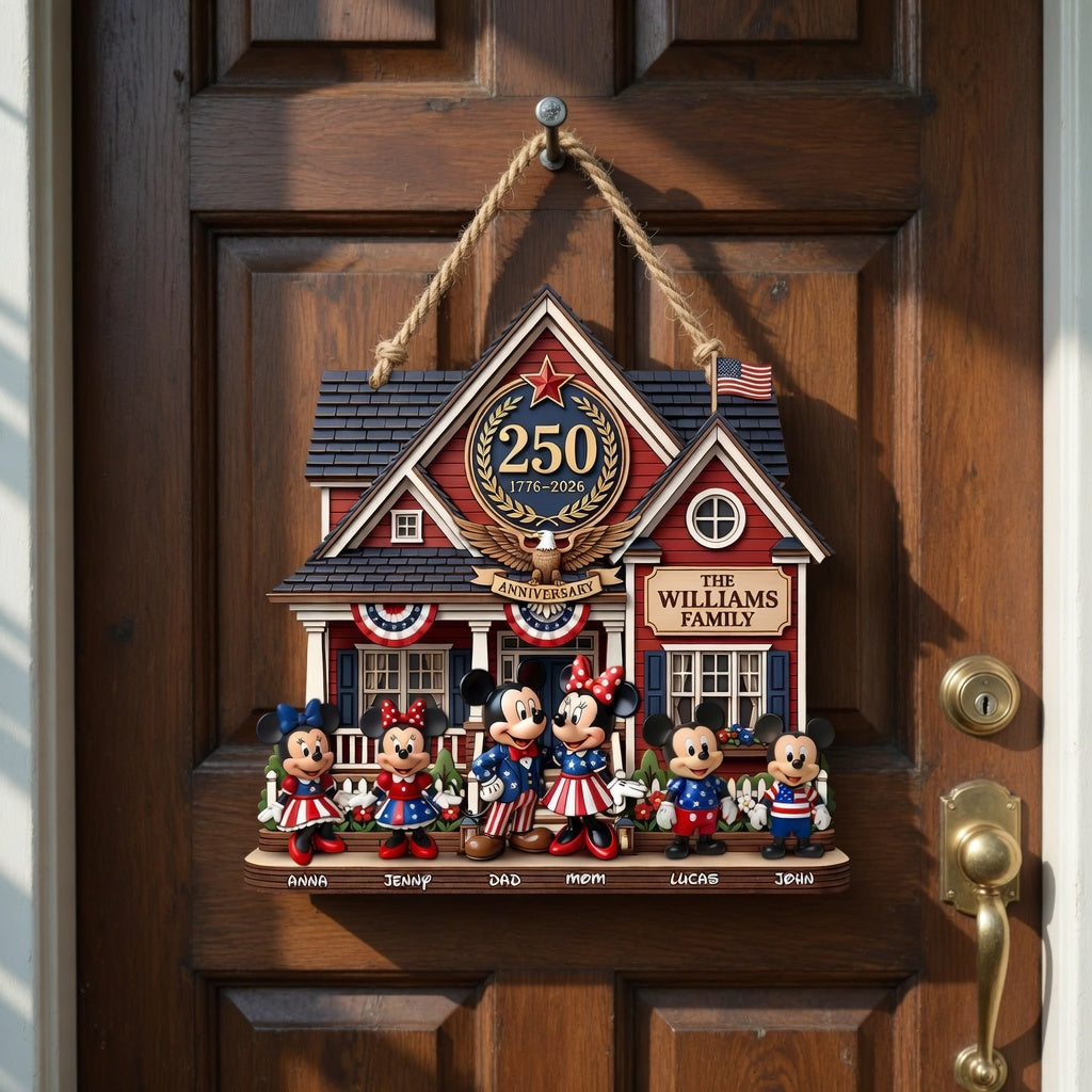 Personalized Custom Shaped Wood Sign for Family - 250 Years of America's Freedom Gift