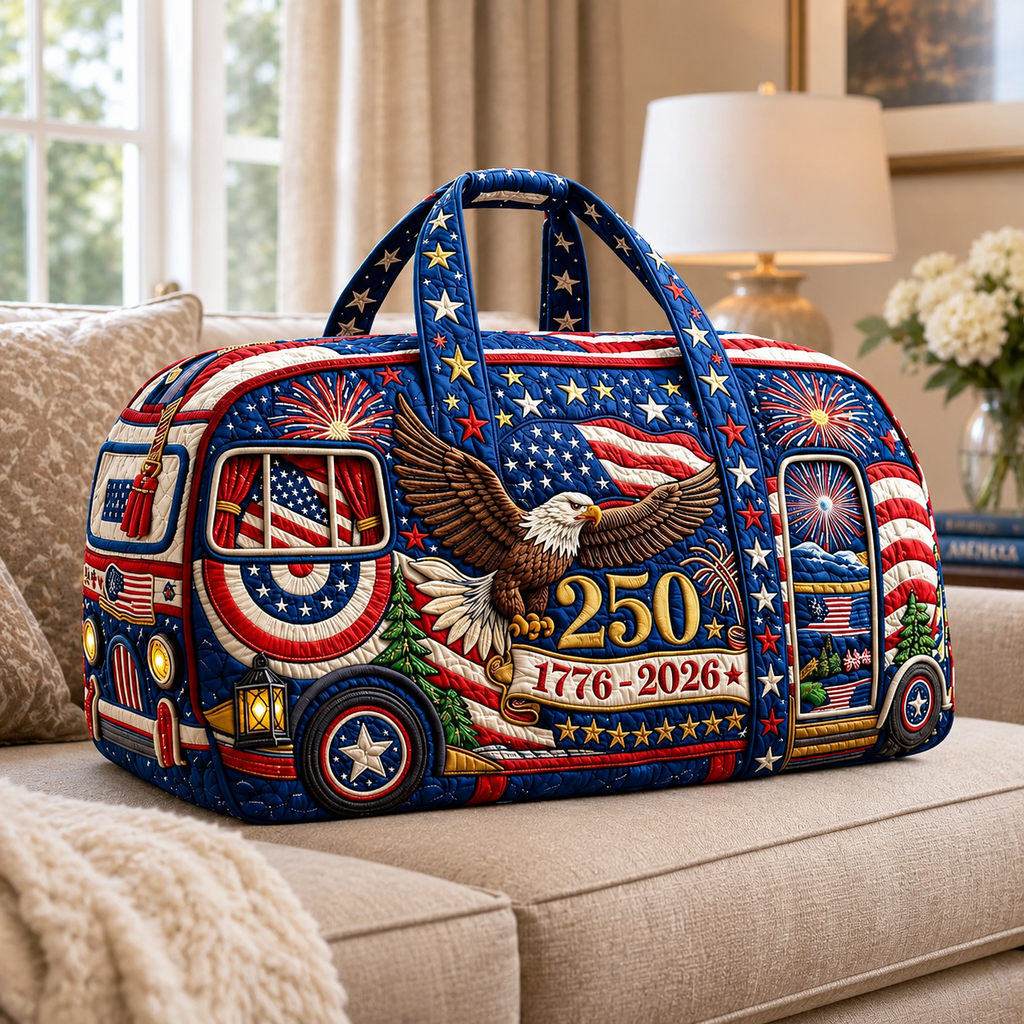 Patriotic Eagle Quilted Duffle Bag Custom for Travel Gift