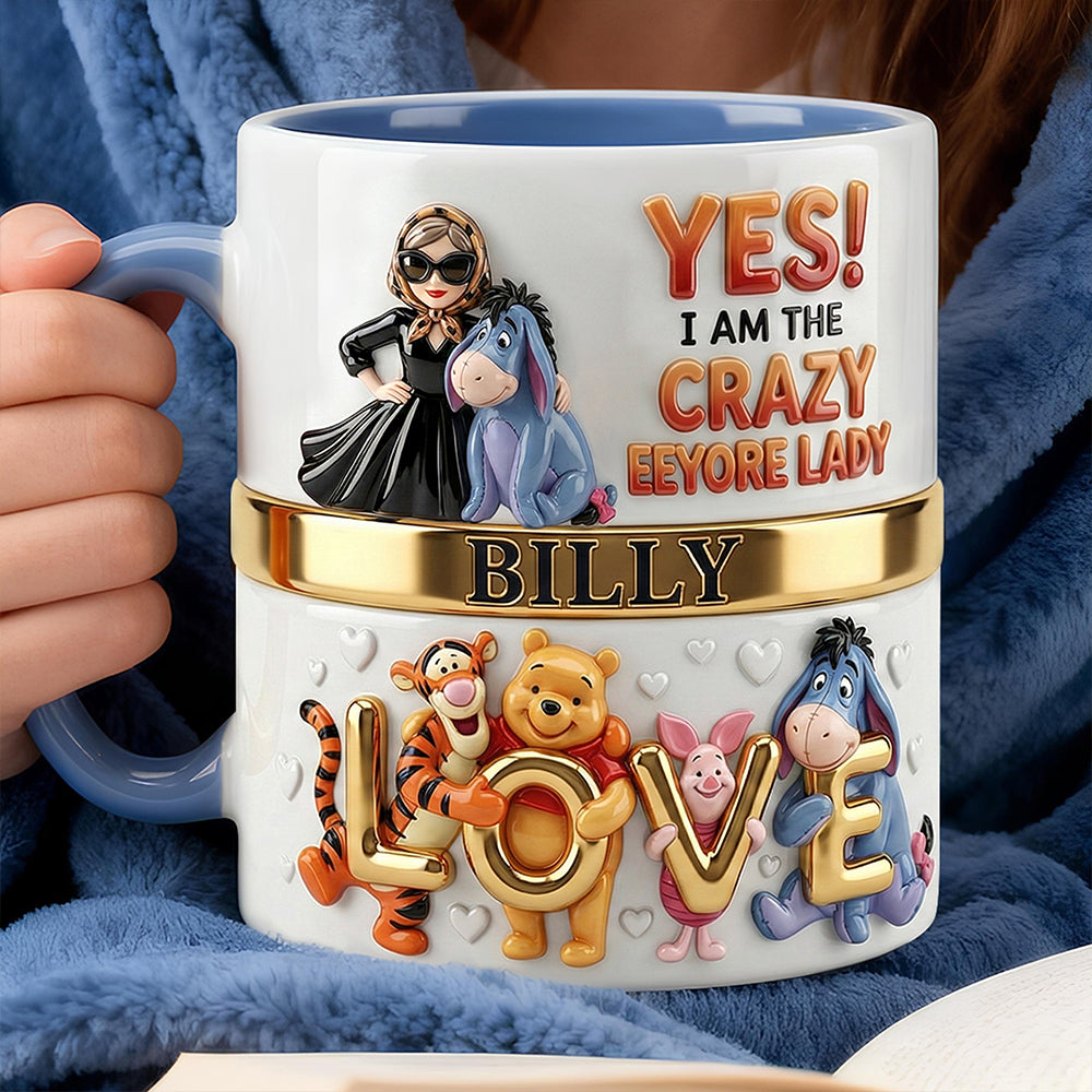 Personalized Crazy Pooh Lady Mug with Name | Unique Gift for Her