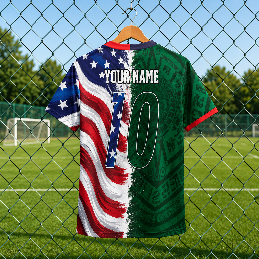 Personalized Soccer Jersey Custom Name USA Mexico Flag Gift for Football Lovers