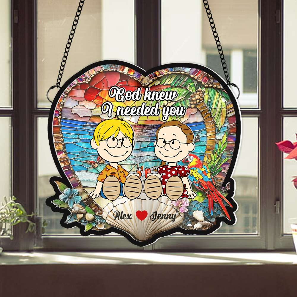 Personalized Glass Suncatcher Ornament Gift for Couple