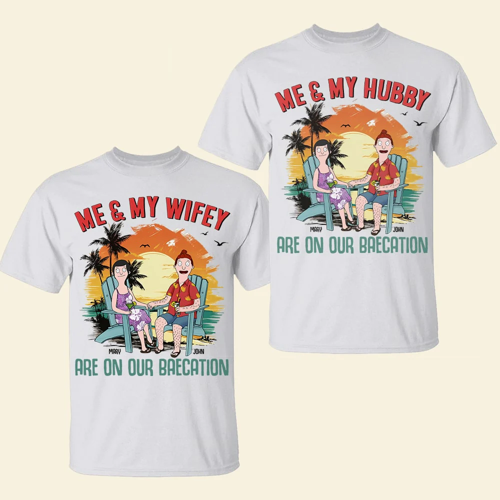 Personalized Beach Couple Shirts Custom Names Gift for Anniversary