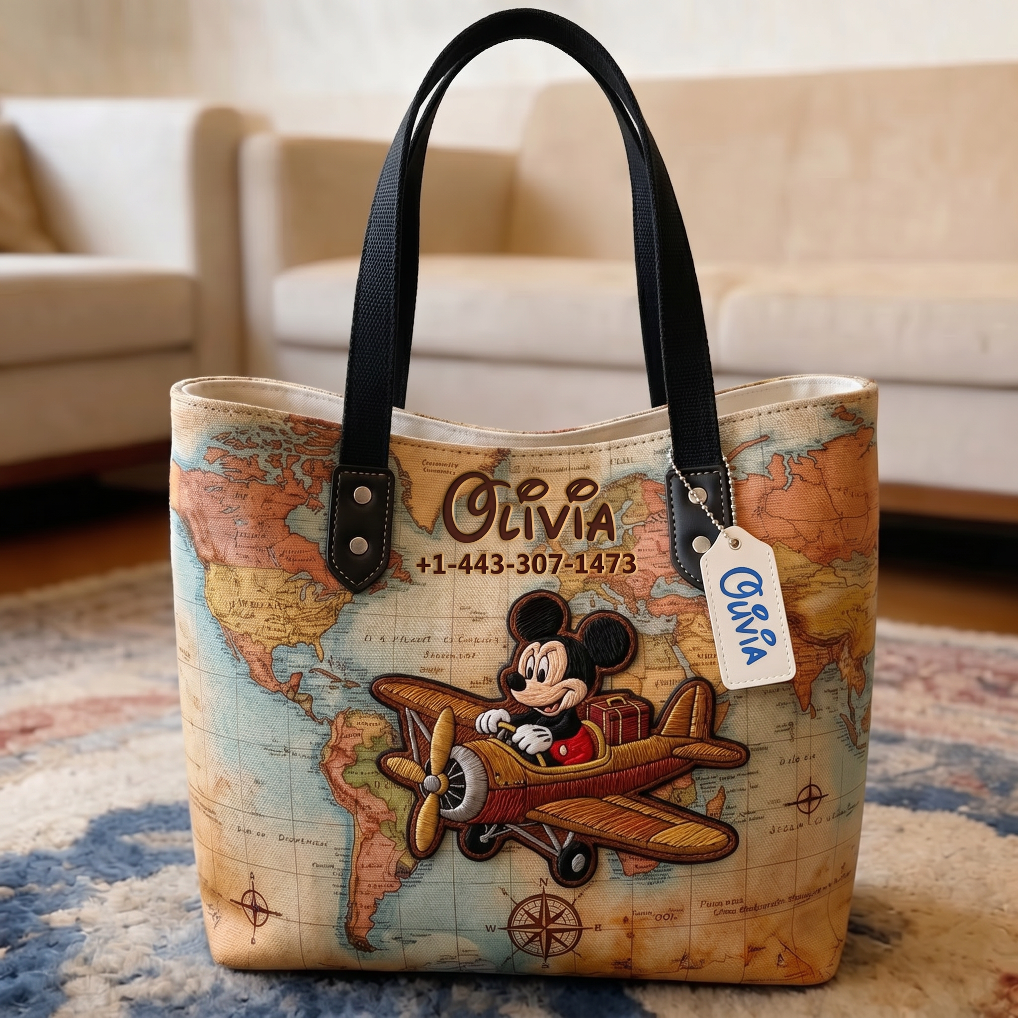 Personalized Travel Tote Bag with Custom Name for Movie Fans