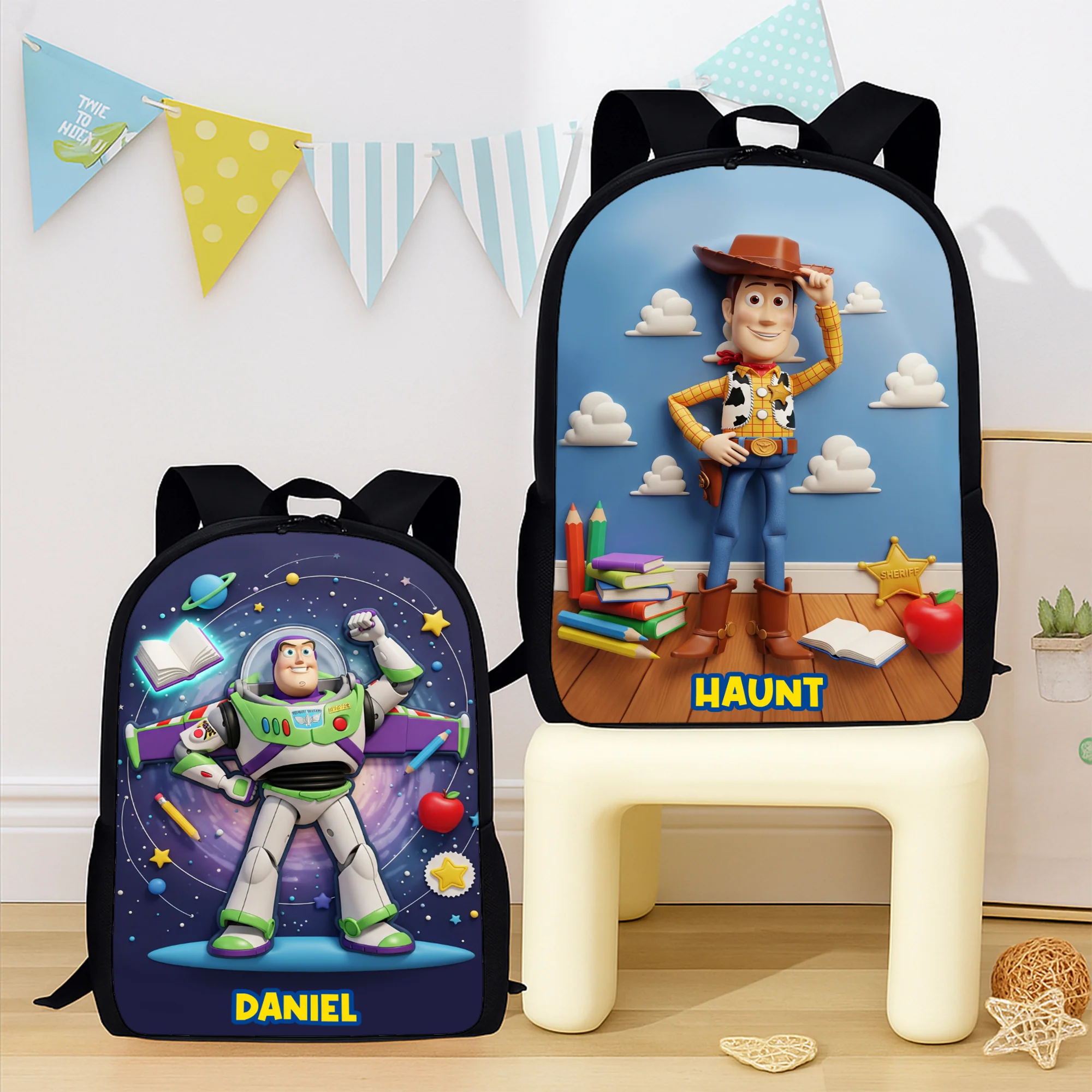 Personalized Cartoon Backpack Lunch Bag Pencil Case Set for Kids