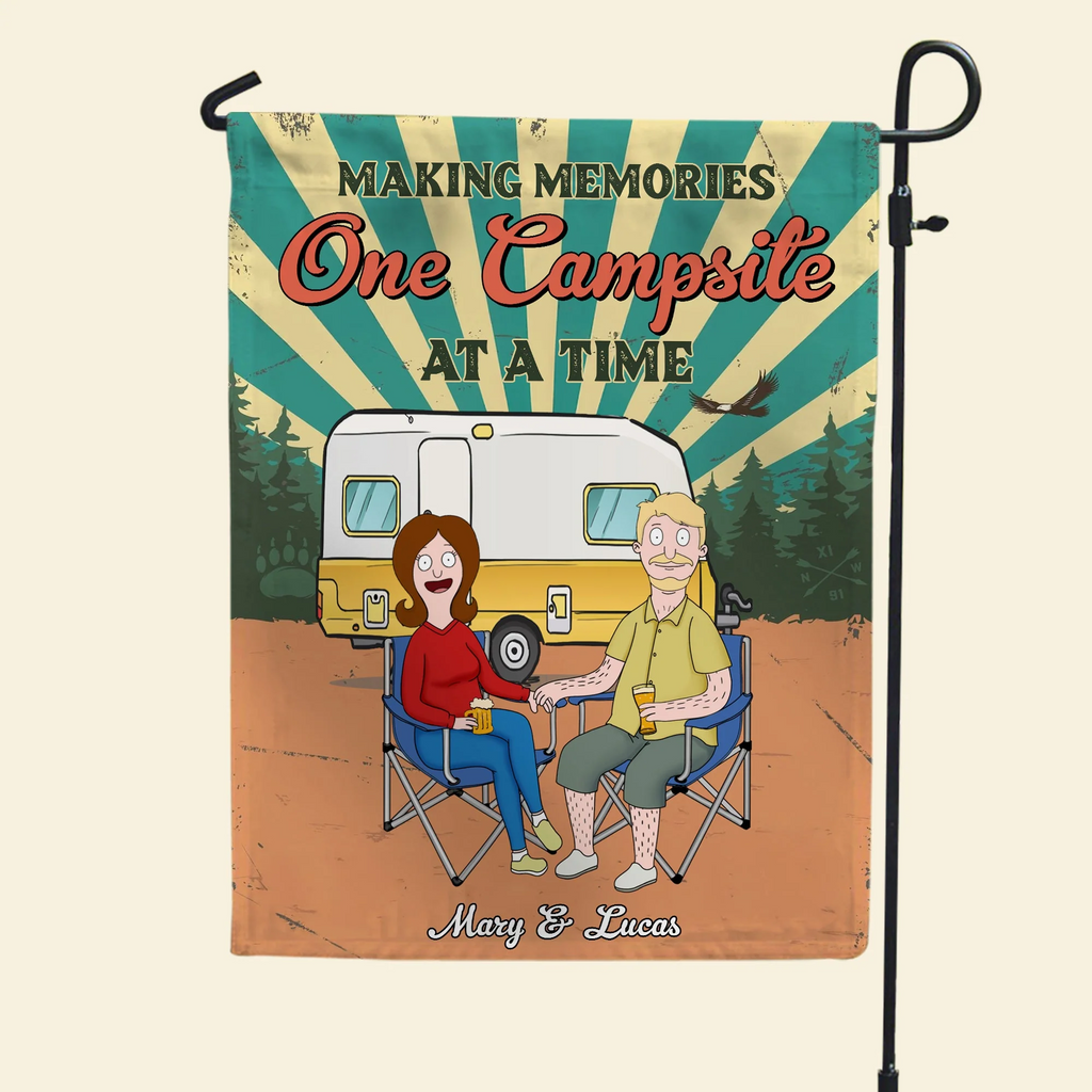 Personalized Camping Flag with Couple Design for Unique Gift