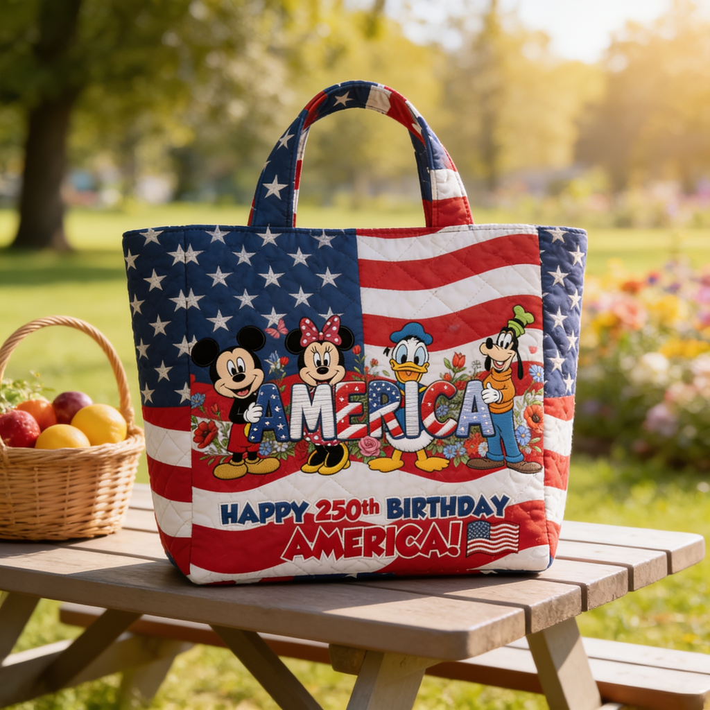 Personalized Quilted Tote Bag for Independence Day Gift - Magical Mouse Design