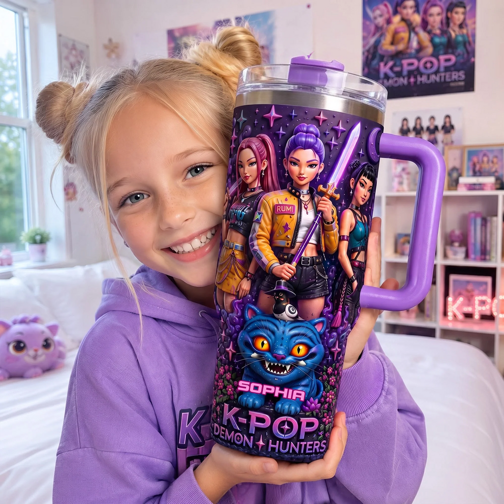 Personalized K-Pop Themed Tumbler Gift for Daughter - 40oz Drinkware Tumbler GradoCreations