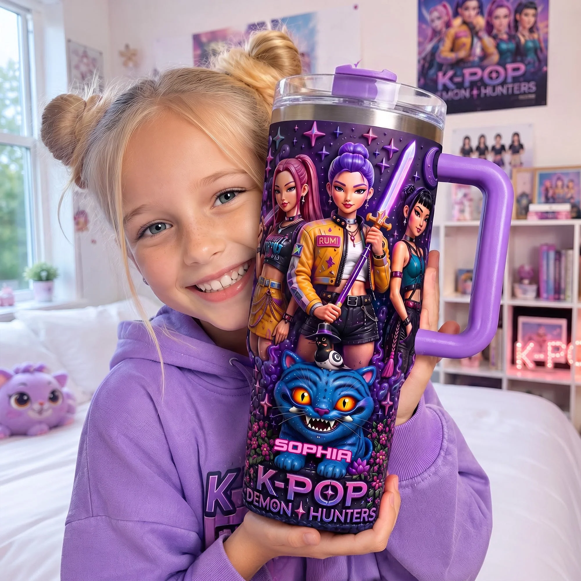 Personalized K-Pop Themed Tumbler Gift for Daughter - 40oz Drinkware Tumbler GradoCreations