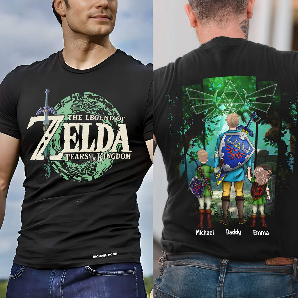 Personalized Zelda Dad T-Shirt Custom Name Gift for Father's Day