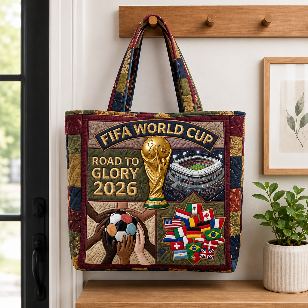 Personalized FIFA World Cup 2026 Quilted Tote Bag Gift for Soccer Fans