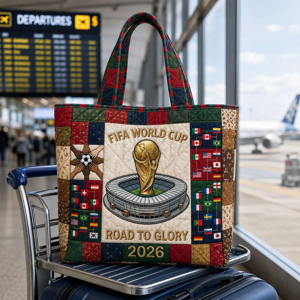 Quilted Tote Bag FIFA World Cup 2026 Road to Glory Gift for Soccer Fans