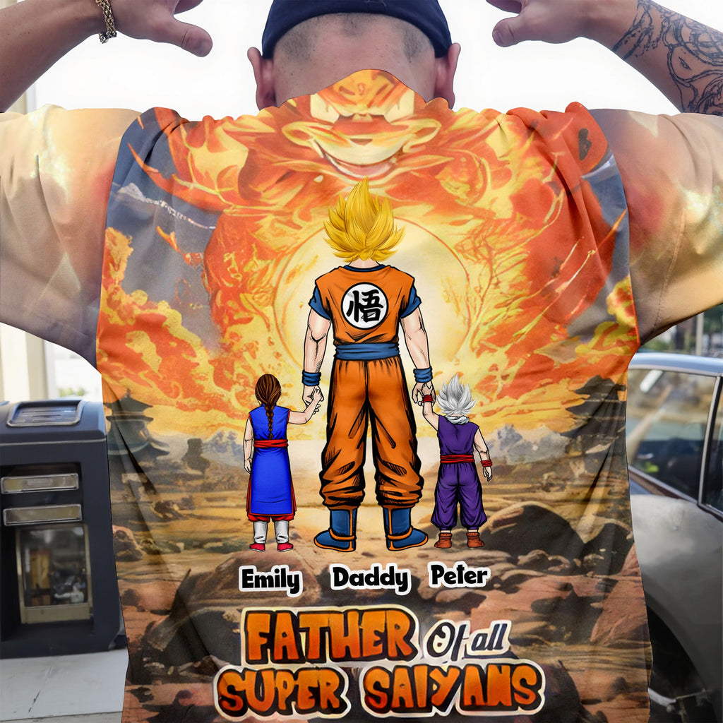 Personalized 3D Super Saiyan T-Shirt Gift for Dad, Grandpa | Unique Father's Day Apparel