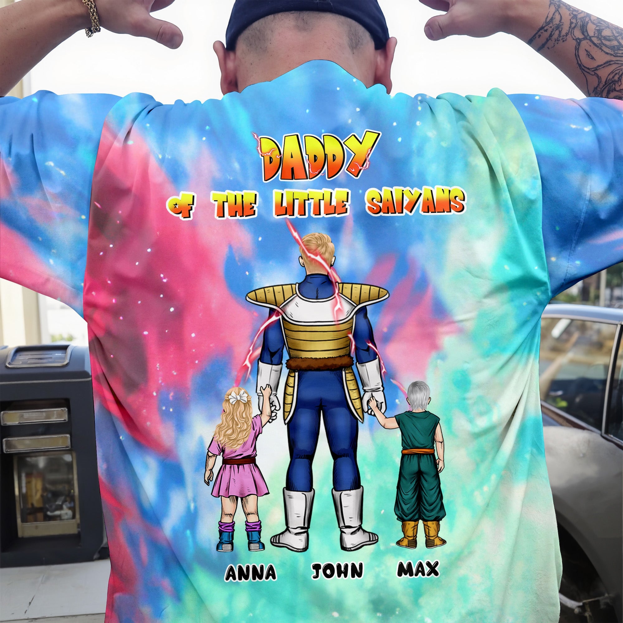 Personalized 3D T-Shirt for Dad with Little Saiyans Design - Gift for Father's Day