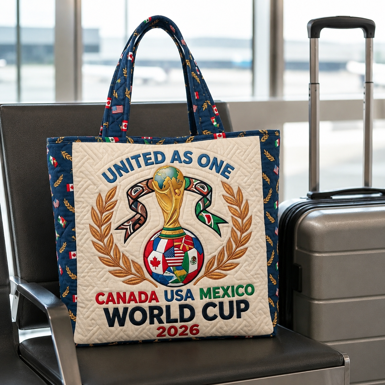 World Cup 2026 Quilted Tote Bag Gift for Soccer Fans
