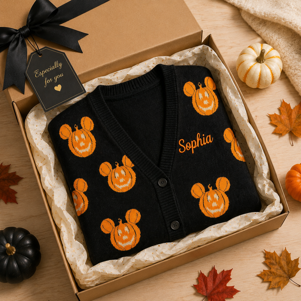 Personalized Pumpkin Halloween Cardigan for Women - Cozy Fall Apparel Cardigan GradoCreations