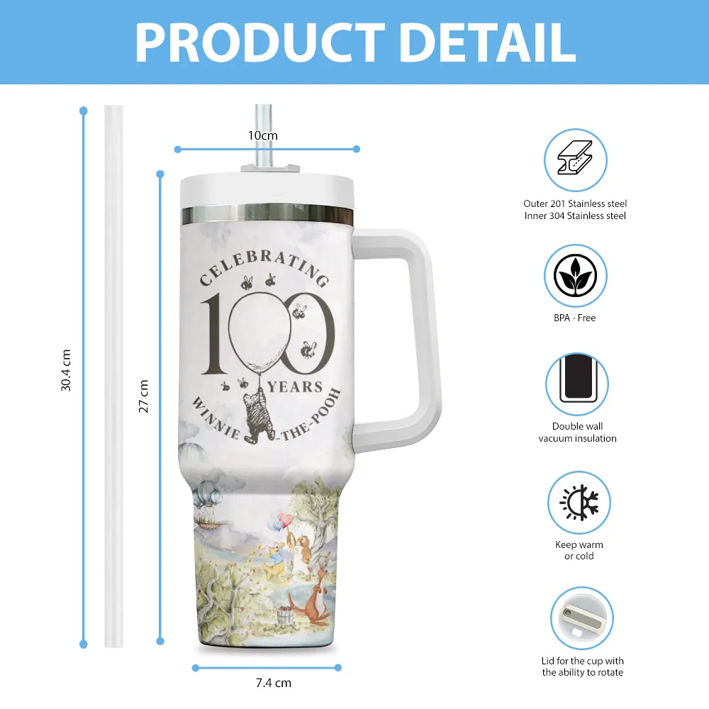 Personalized Winnie the Pooh Tumbler 100th Anniversary Gift