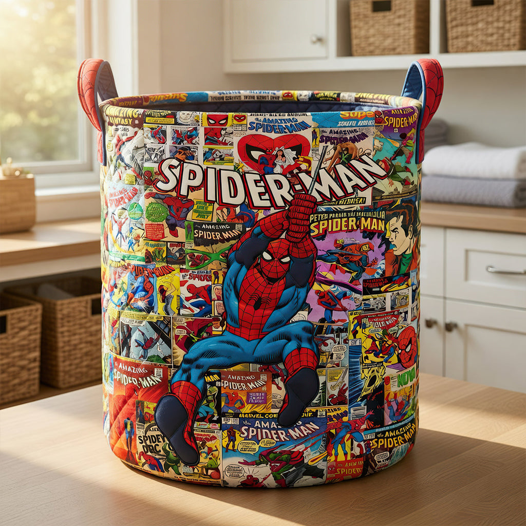 Personalized Spider-Man Quilted Laundry Basket for Kids Quilted Laundry Basket GradoCreations