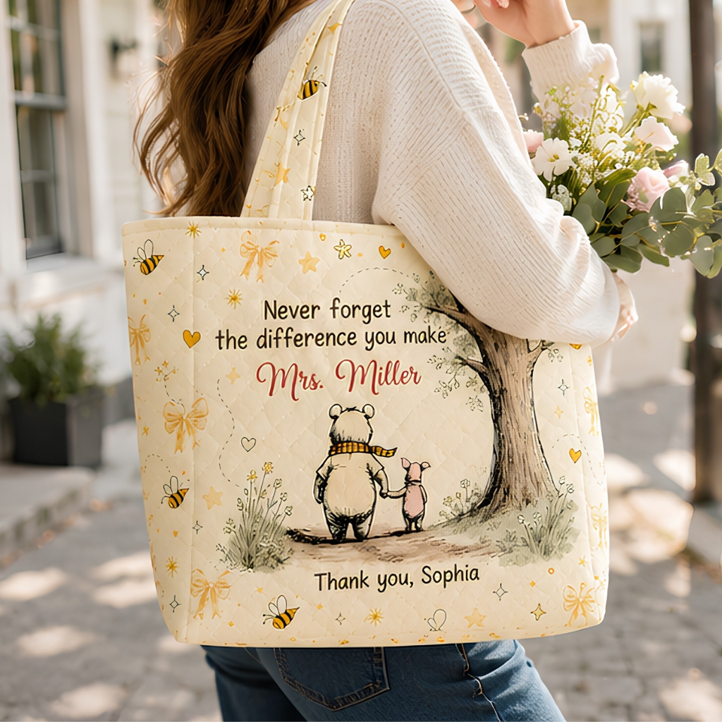 Personalized Teacher Tote Bag Honey Bear Design Gift