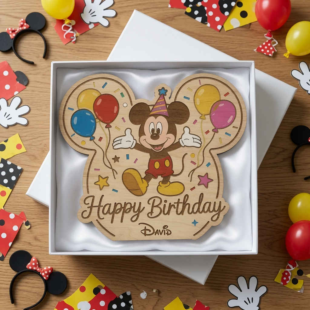 Personalized Mickey Mouse Birthday Wood Sign Gift Decor Wood Sign GradoCreations