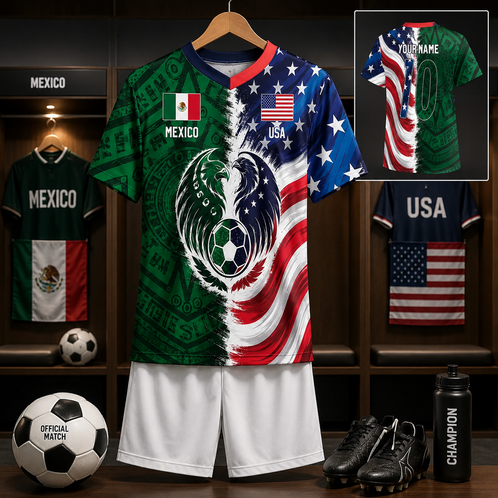 Personalized Mexico USA Eagle Soccer Jersey Custom Name Number Gift for Football Fans