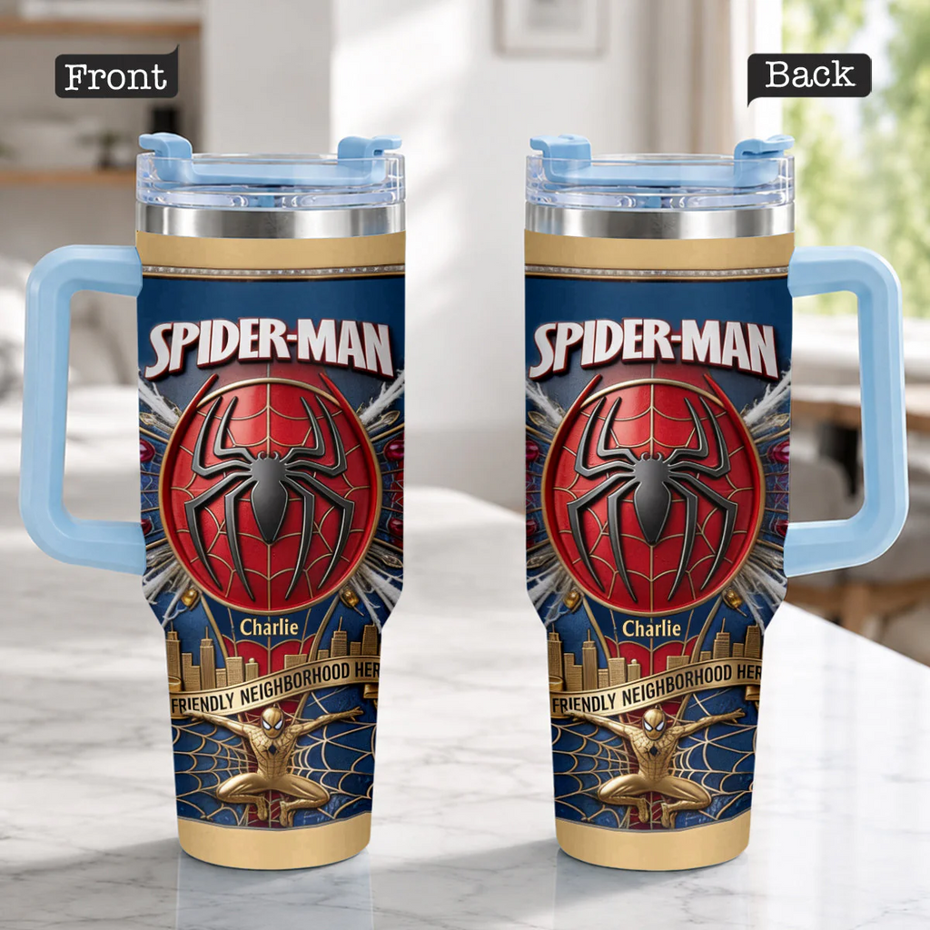 Personalized Spider-Man Tumbler with Straw Custom Name Gift for Kids Tumbler GradoCreations